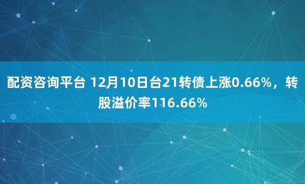 配资咨询平台 12月10日台21转债上涨0.66%，转股溢价率116.66%